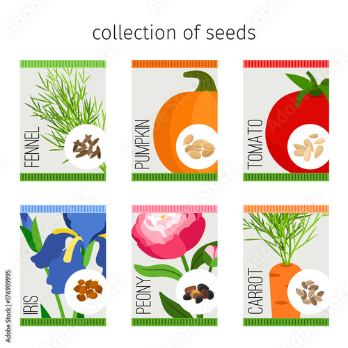 Seeds collection of flowers and vegetables