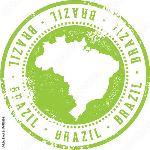 Vintage Brazil South America Travel Stamp