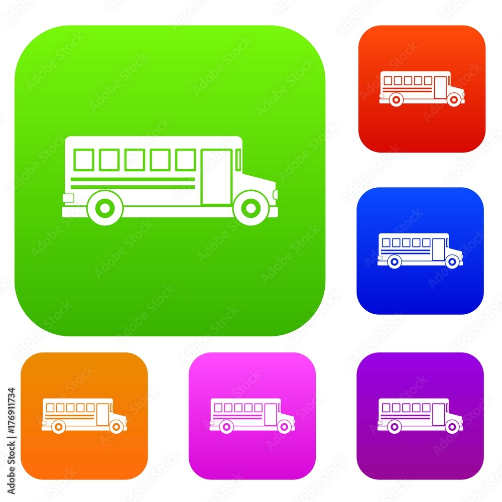 School bus set color collection School bus set color collection