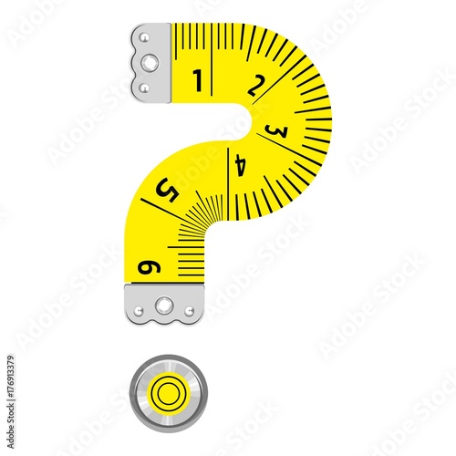 Sign question mark ruler icon, cartoon style