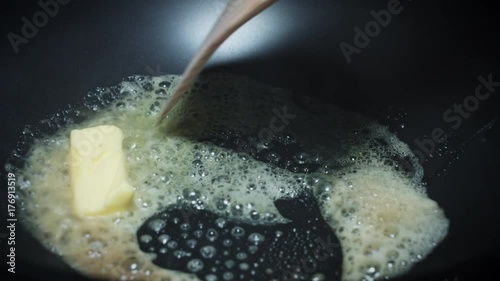 4k Food, Butter Melting and Frying in Pan
