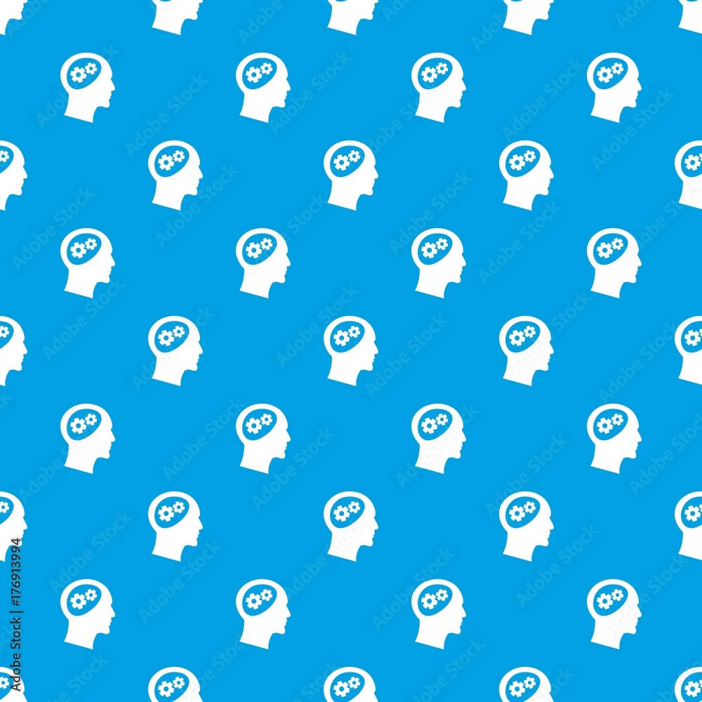 Gear in head pattern seamless blue Gear in head pattern seamless blue