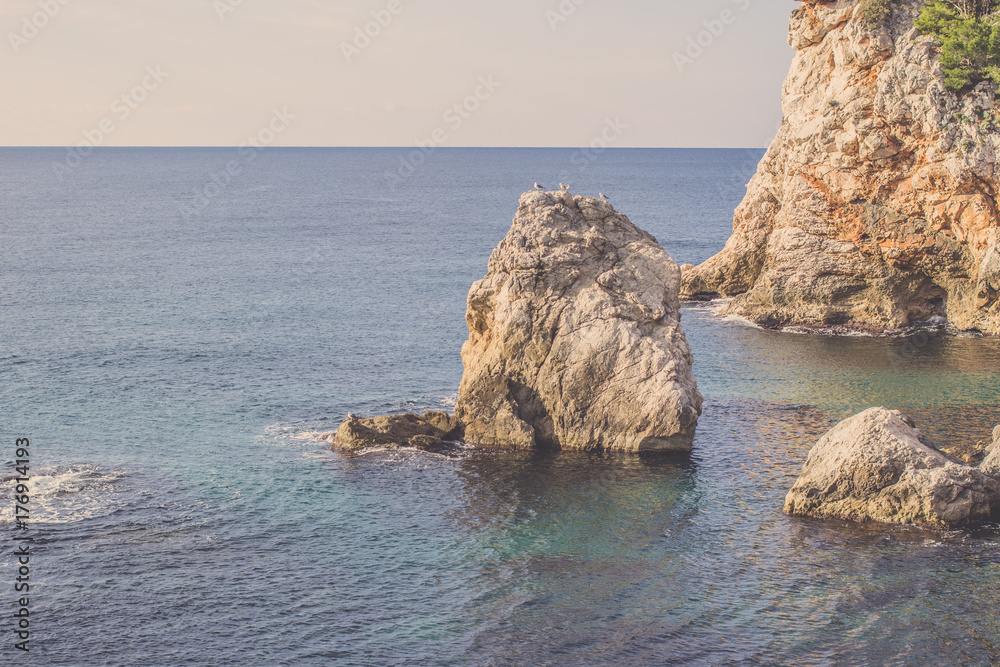 View of  The Blue Sea and Rocks Against The Sky, Dubrovnik