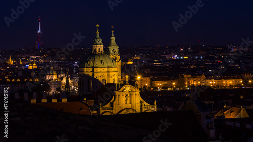 St. Vitus Cathedral in the capital city of Czech republic  Prague. Night view on czech landmark.