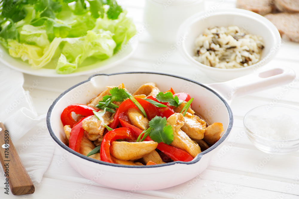 Roast chicken with vegetables and salad. Roast chicken with vegetables and salad.