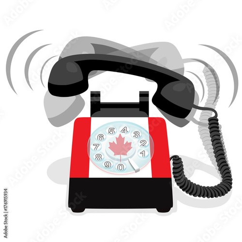 Ringing black stationary phone flag of Canada