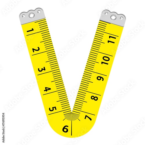 Letter v ruler icon, cartoon style
