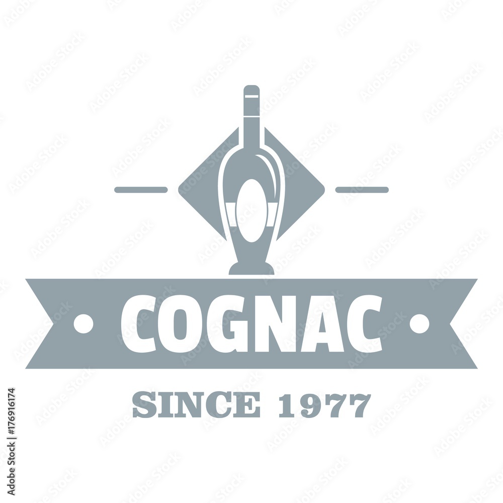 Bottle cognac logo, simple gray style