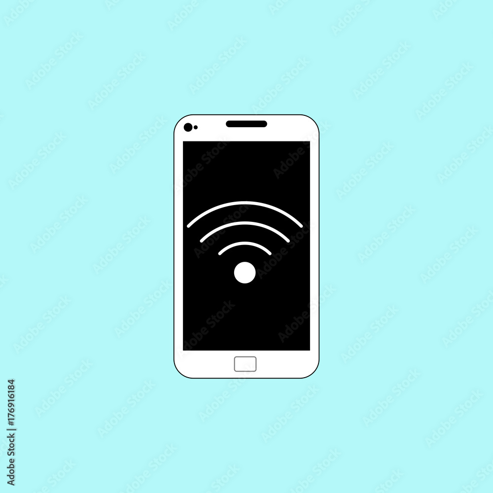 Cellphone with drawing of Wifi. Cellphone with drawing of Wifi.