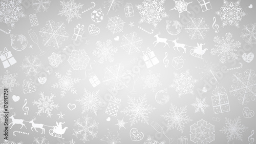 Background of snowflakes and Christmas symbols