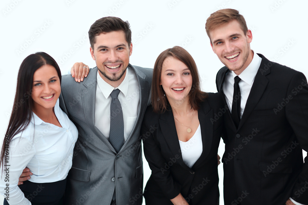 happy business team.isolated on a white background. happy business team.isolated on a white background.