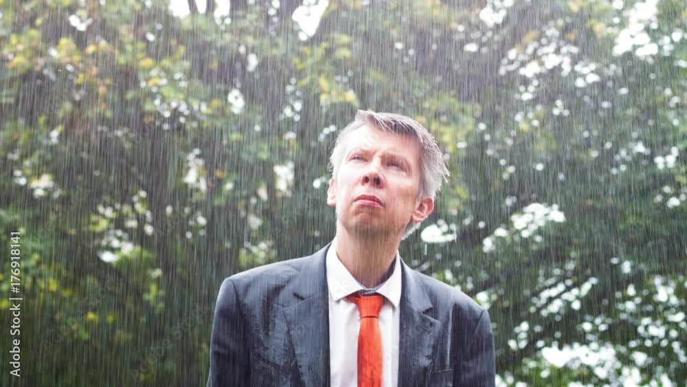 Businessman in the rain