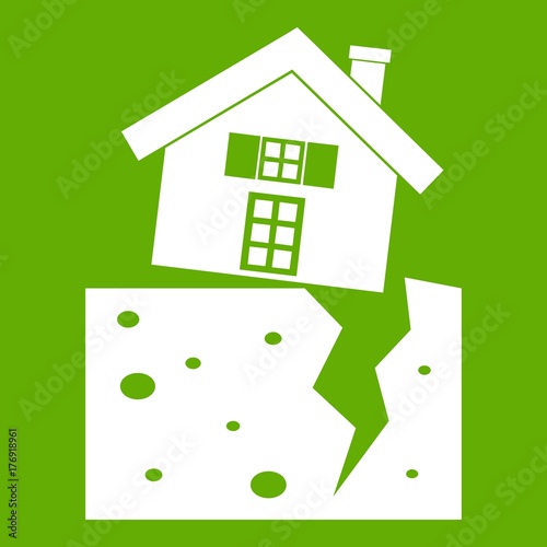 House after an earthquake icon green