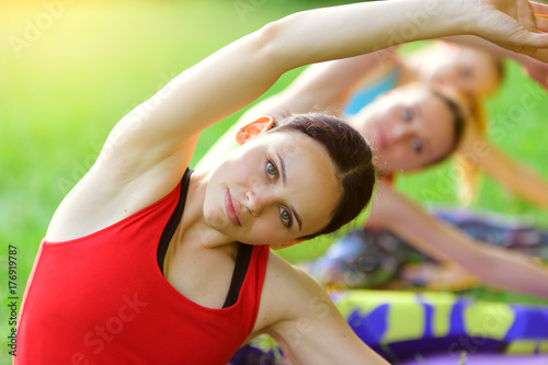 Portrait of young woman posing yoga