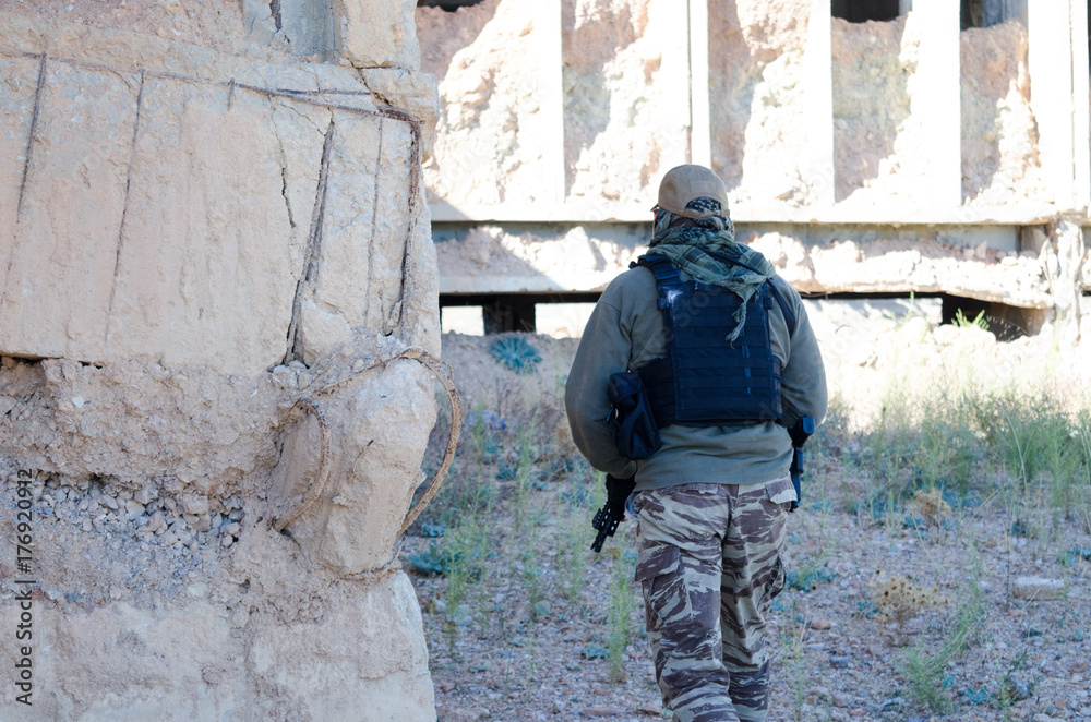 soldier back view soldier back view