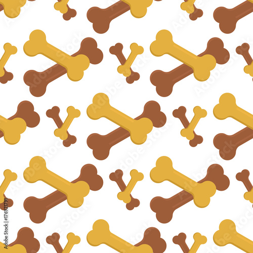Dog chew bone care biscuit animal food puppy canine seamless pattern background vector illustration.