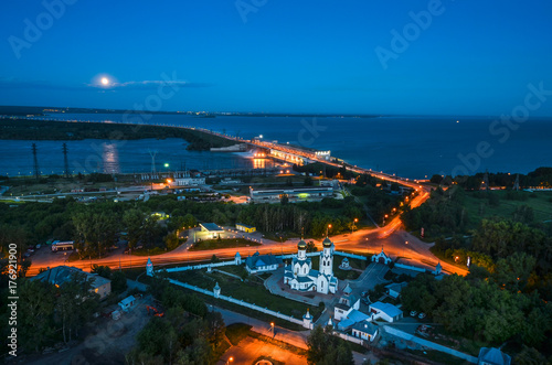 City at night, panoramic scene Novosibirsk Russia