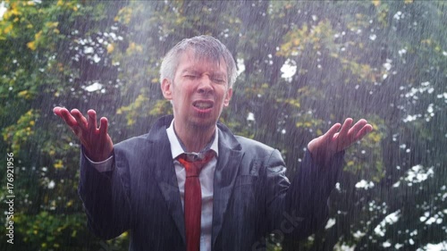 Businessman in the rain