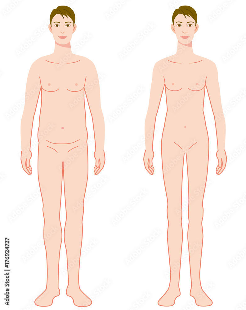 Fototapeta premium 男性 ダイエット ビフォーアフター 裸