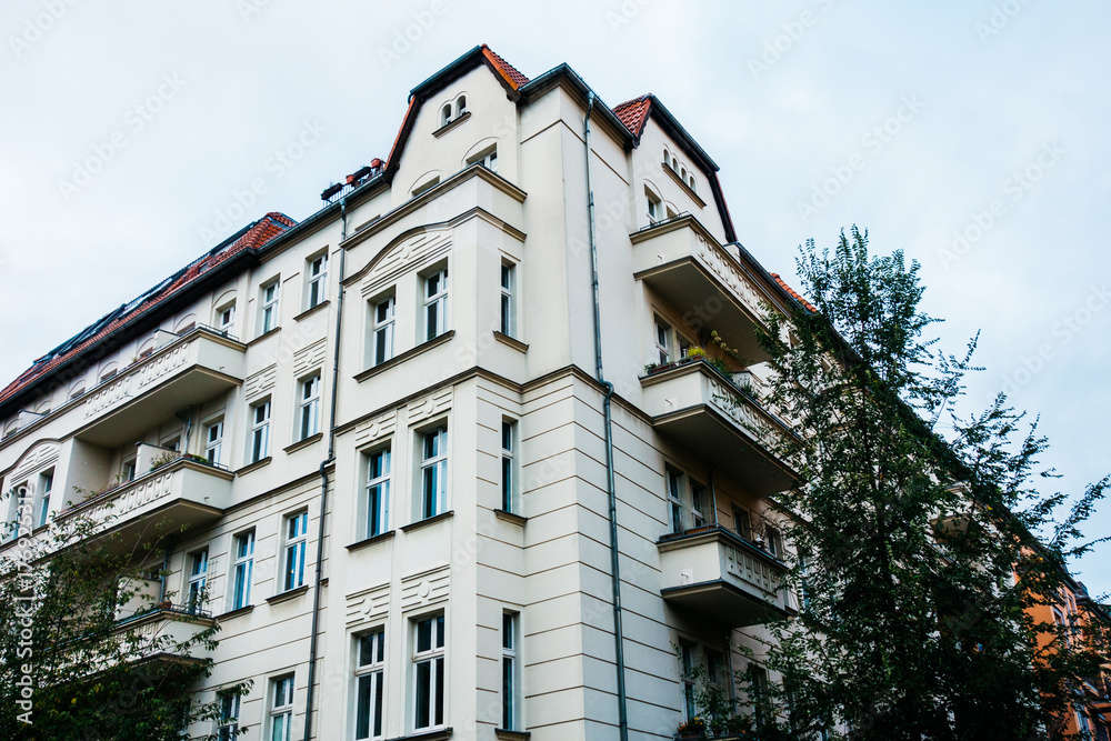 white corner building in low angle view