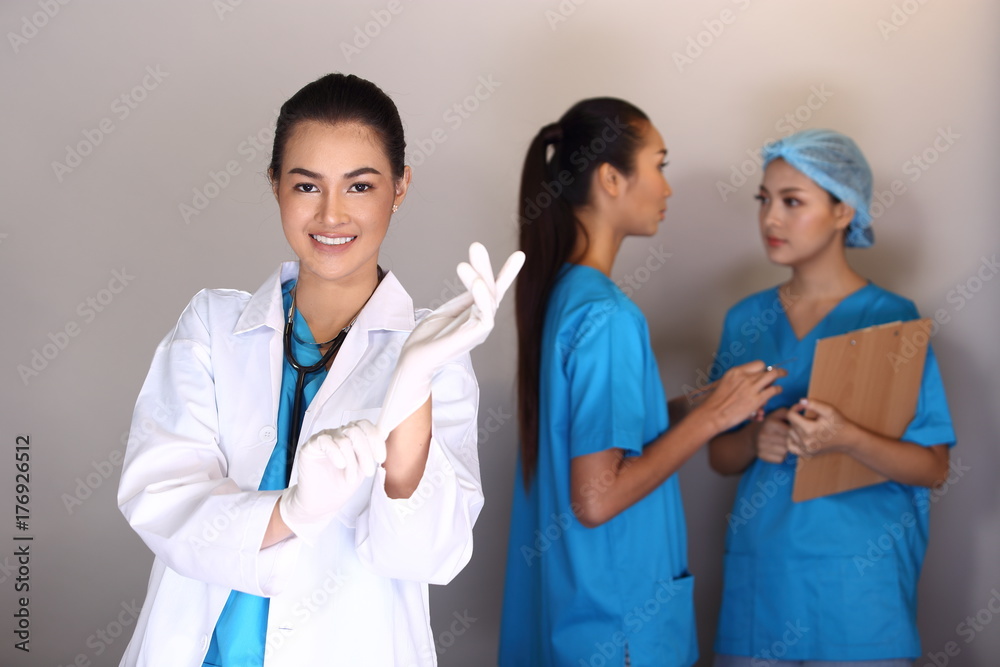 Woman Doctor in white shirt stethoscope show Woman Doctor in white shirt stethoscope show