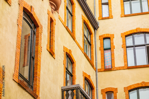 detailed view of old industrial facade