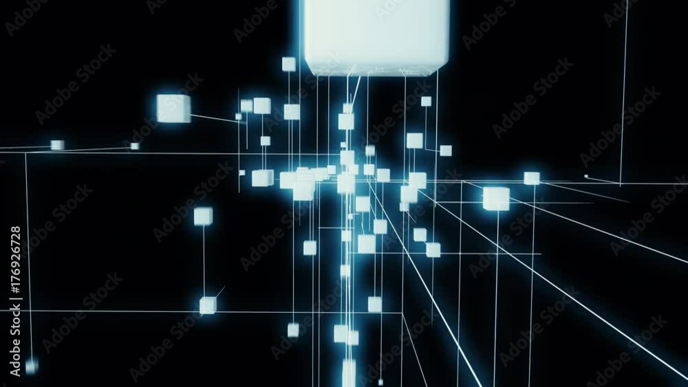 Animation depicting nodes forming on a growing network. 4K UHD.