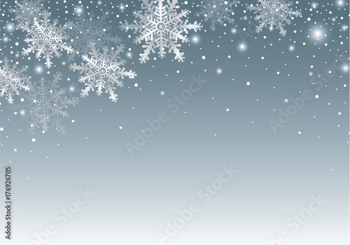 Merry christmas and Happy new year background design of snowflake with copy space photo