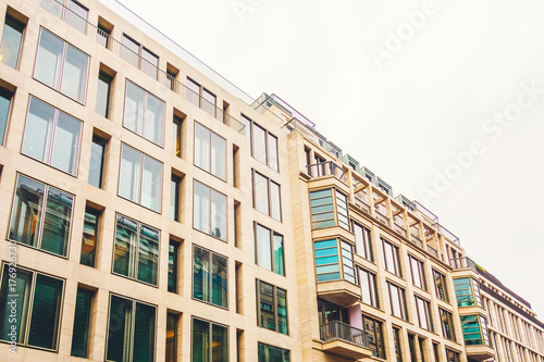 modern apartment buildings with marble facade