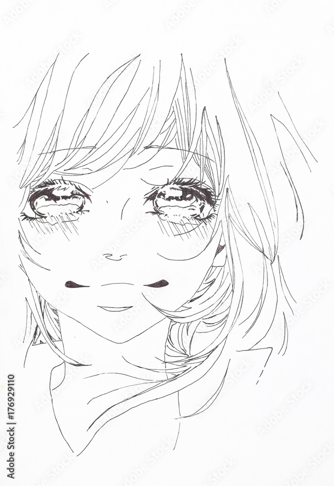 anime sad girl crying drawing