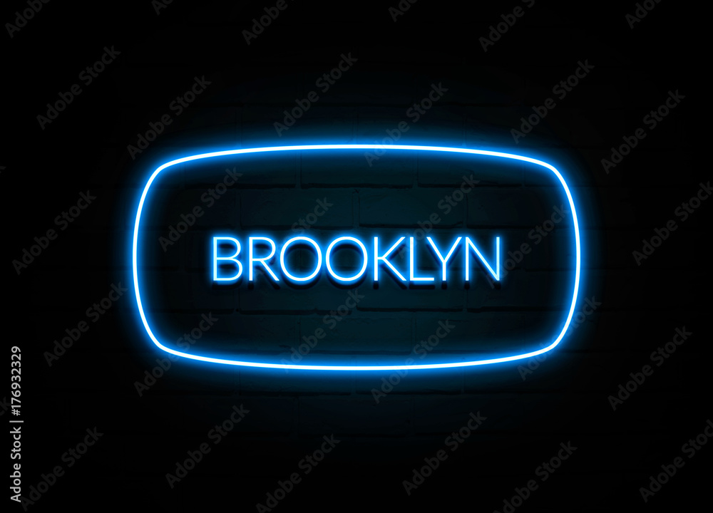 Brooklyn  - colorful Neon Sign on brickwall