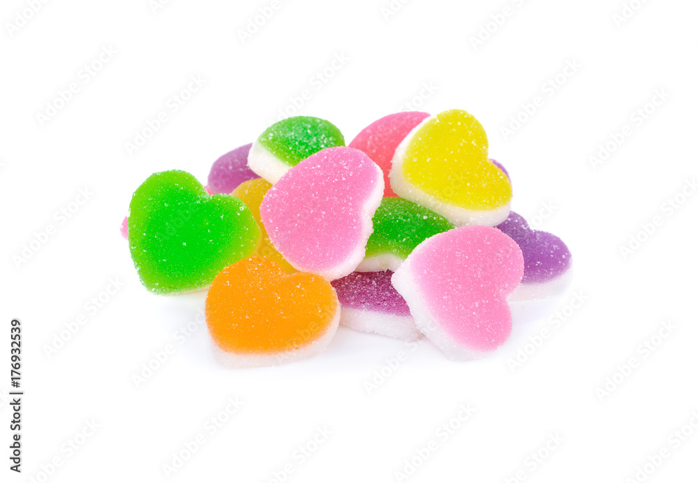 pile of colorful jelly candy on white background pile of colorful jelly candy on white background