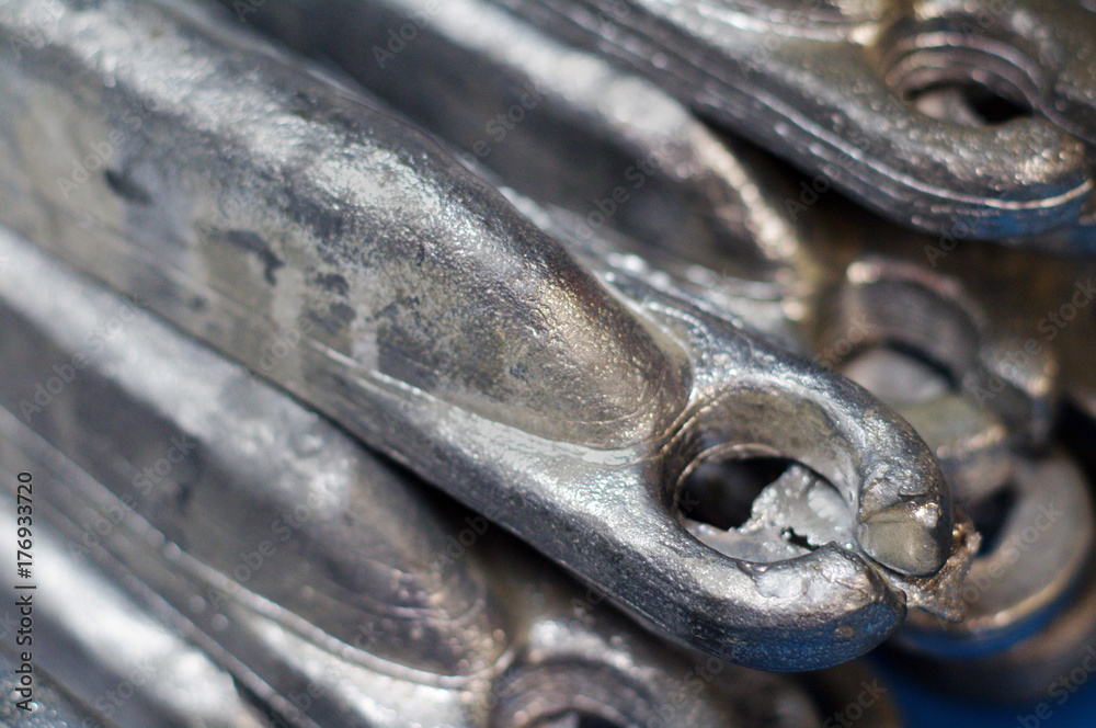 Linotype lead pigs at news office for melting down StockFoto Adobe Stock