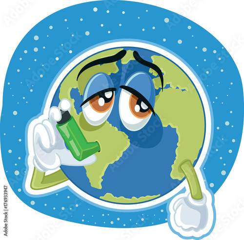 Suffering Planet Earth Cartoon Vector Ecology Concept Illustration