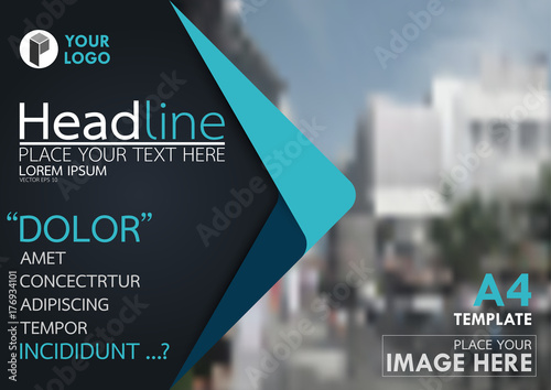 Blue and black flyer cover business brochure vector design, Leaflet advertising abstract background, Modern poster magazine layout template, Horizontal annual report for presentation.