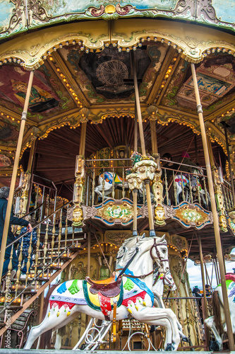 Old vintage carousel in Tibidabo park in Barcelona