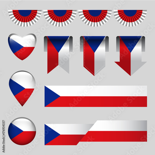 Vector set of Czech Republic flag icon and label Free Download Vector set of Czech Republic flag icon and label - GFXLoad