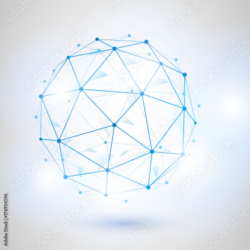 Wireframe 3D mesh polygonal vector sphere