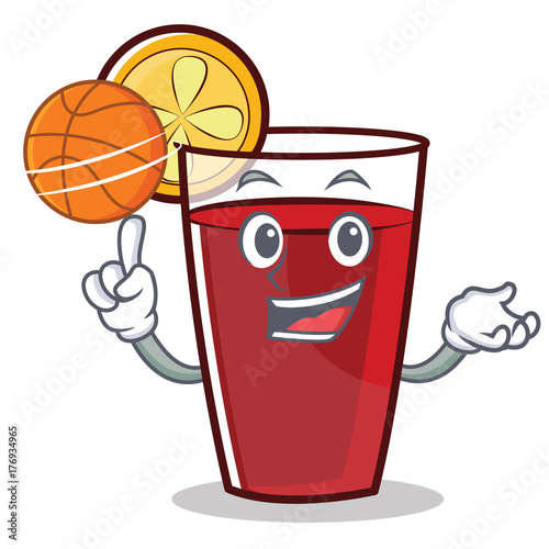 With basketball mulled wine character cartoon