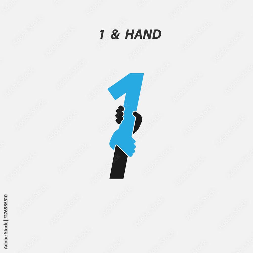 Creative 1- Number icon abstract and hands icon design vector template.Business offer,partnership,hope,support or help concept.Vector illustration Creative 1- Number icon abstract and hands icon design vector template.Business offer,partnership,hope,support or help concept.Vector illustration