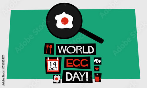 World Egg Day - 14 October (Art in Flat Style Vector Illustration Quote Poster Design)