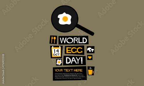 World Egg Day - 14 October (Art in Flat Style Vector Illustration Quote Poster Design)