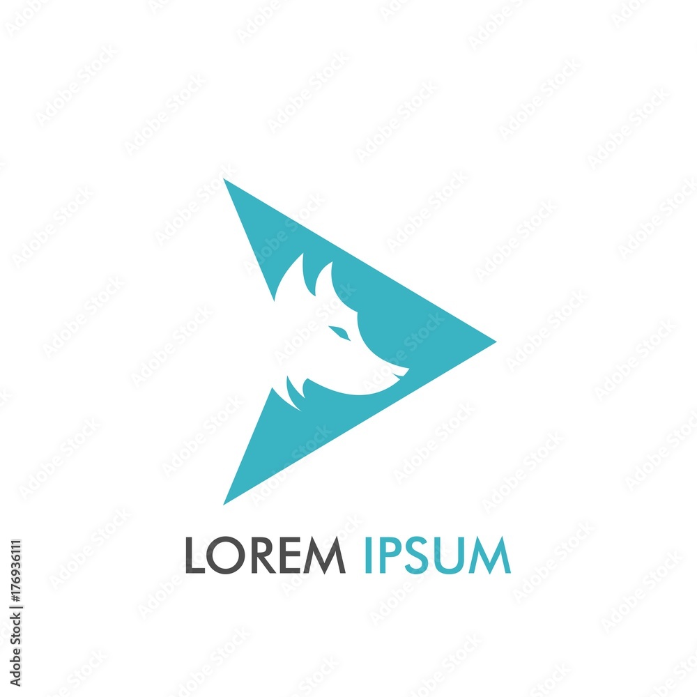 Simple Wolf inside Arrow Icon Logo Design and Concept Vector Illustration for identity, brand, label, emblem in flat trend design Simple Wolf inside Arrow Icon Logo Design and Concept Vector Illustration for identity, brand, label, emblem in flat trend design