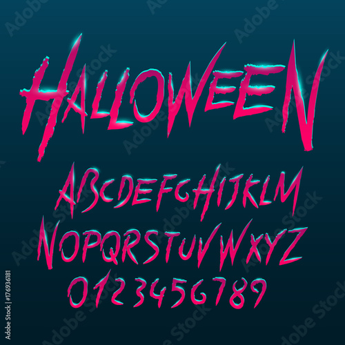 Halloween font, Letters and Numbers