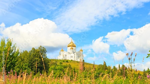 Belogorsky St. Nicholas Orthodox-Missionary Monastery. Russia, Perm Territory, White Mountain. Time Lapse photo