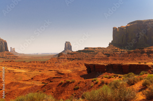 Natural sights of the USA. Monumental Rocks in the Valley of Monuments in Utah and Arizona