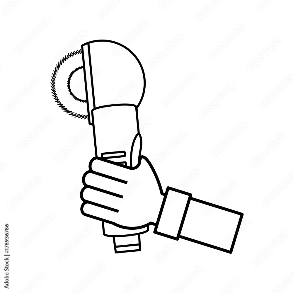 hand with circular saw vector illustration hand with circular saw vector illustration