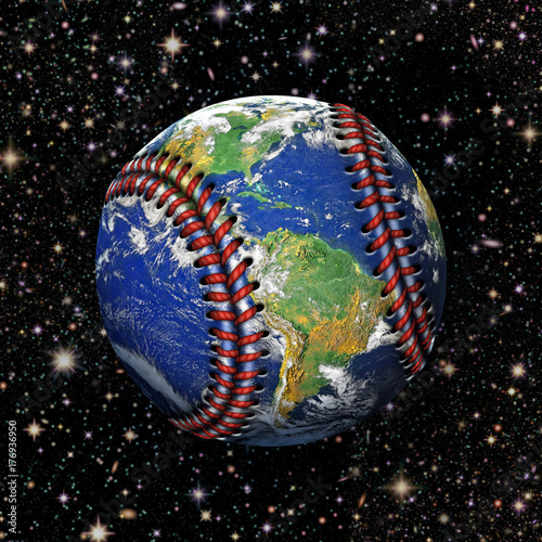 Baseball Planet Earth in Space