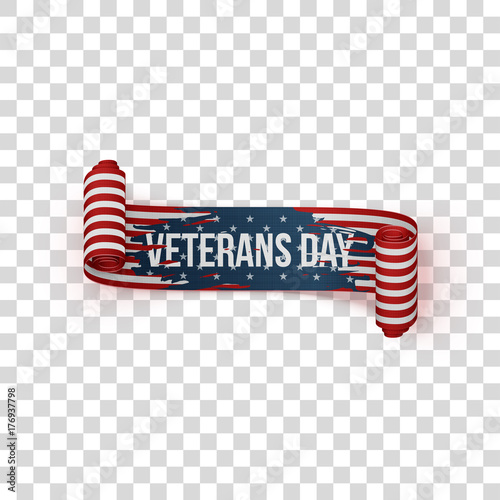 Veterans Day realistic vintage textile Ribbon