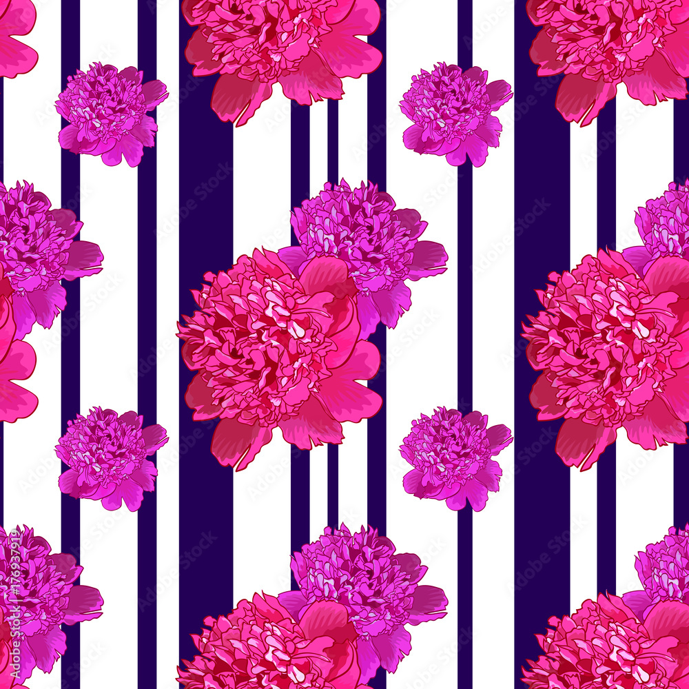 Obraz premium Pink peony.Seamless pattern3